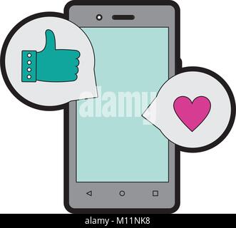 Smartphone und social media Icons von Gerät Gadgets und Technik Thema isolierte Design Vector Illustration Stock Vektor