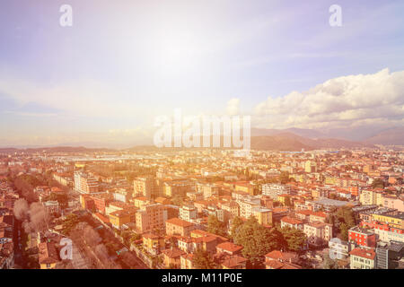 Panoramablick auf Brescia Zitadelle von der Burg entfernt. Stockfoto