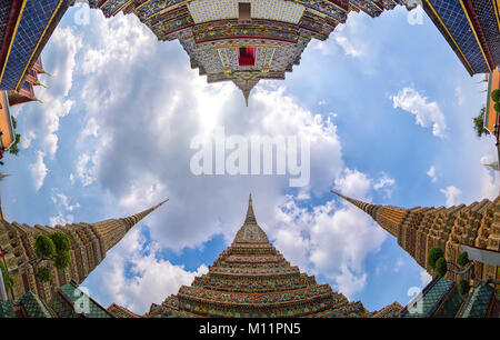 Panorama der alten Stupas und Pagode in Wat Pho Tempel Stockfoto