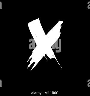 Schreiben X. handschriftlich von trockenen Bürste. Grobe Anschläge Font. Vector Illustration. Grunge style Alphabet. Stock Vektor