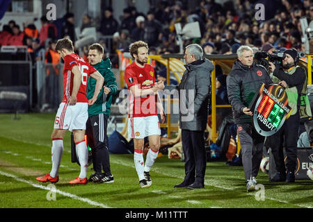 Jose Mourinho, Spiel Momente im Match 1/8 Finale der Europa League zwischen FC" Rostov" und "Manchester United", 09. März 2017 in Rostow-am-Don, Russ Stockfoto