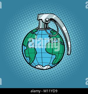 Planet Granate, Ökologie und Politik. Comic cartoon Pop Art retro Abbildung Stock Vektor