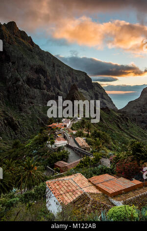 Bergdorf Masca, Masca Schlucht, Montana Teno Gebirge, Teneriffa, Kanarische Inseln, Spanien Stockfoto