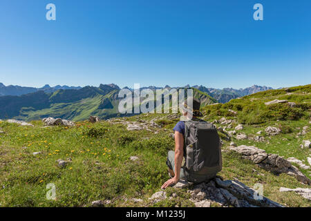 Koblat Höhenloipe am Nebelhorn, hintere Hochvogel, Allgäuer Alpen, Allgäu, Bayern, Deutschland Stockfoto