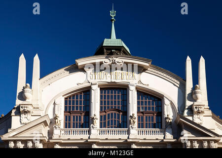 Stadt Theater, Stadttheater mit Jugendstilfassade, Bielefeld, Ostwestfalen-Lippe, Nordrhein-Westfalen, Deutschland Stockfoto