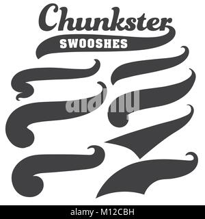 Schwarzen Kringel swoosh Text Font Schwanz für Baseball T-Shirt Designs Stock Vektor