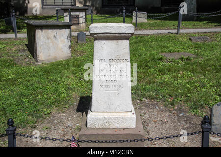 Grab Marker von Paul Revere, Getreidespeicher begrub Masse, Boston, MA, USA Stockfoto