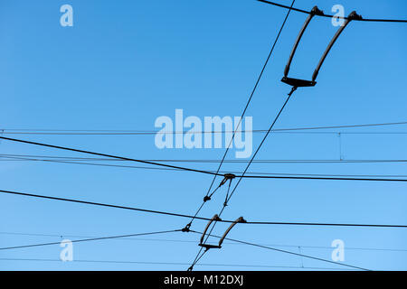 Oberleitung Straßenbahn-System Stockfoto