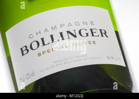 Bollinger Champagner Etikett, special cuvee. Stockfoto