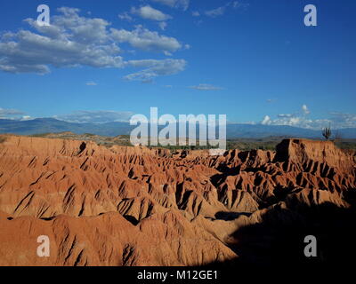 Die marslandschaft von Cuzco, die Rote Wüste, Teil der Kolumbianischen Tatacoa Wüste. Die Gegend ist eine uralte getrocknete Wald und beliebtes Reiseziel Stockfoto