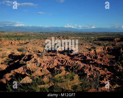 Die marslandschaft von Cuzco, die Rote Wüste, Teil der Kolumbianischen Tatacoa Wüste. Die Gegend ist eine uralte getrocknete Wald und beliebtes Reiseziel Stockfoto