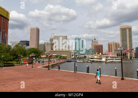 Baltimore Inner Harbor und Downtown Baltimore, Maryland, USA. Stockfoto