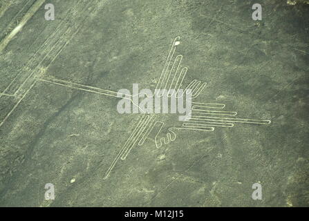 Die Nazca-linien in Peru, Hier sehen Sie die Hummingbird Stockfoto