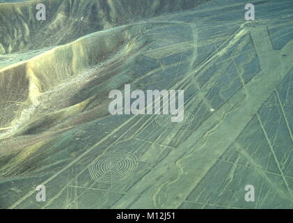 Die Nazca-linien in Peru, hier können Sie Spiralen siehe Stockfoto