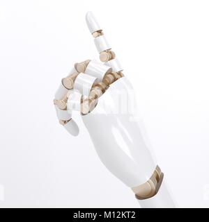 Futuristisches Design Konzept einer mechanischen Arm. Vorlage isoliert auf weißem Hintergrund. Kybernetische Organismen mit künstlicher Intelligenz arbeiten Stockfoto