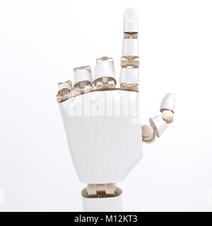 Futuristisches Design Konzept einer mechanischen Arm. Vorlage isoliert auf weißem Hintergrund. Kybernetische Organismen mit künstlicher Intelligenz arbeiten Stockfoto