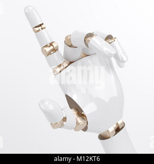 Futuristisches Design Konzept einer mechanischen Arm. Vorlage isoliert auf weißem Hintergrund. Kybernetische Organismen mit künstlicher Intelligenz arbeiten Stockfoto