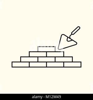 Einfache Vector Linear Abbildung auf eine Wand und eine Konstruktion, eine flache Linie angezeigt. Stock Vektor