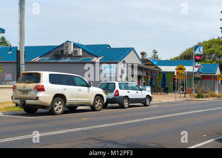 Lennox Head, NSW, Australien - 20 Dezember, 2017: Street View in Lennox Head, einer der beliebtesten surfen Reiseziele in New South Wales Stockfoto