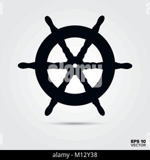 Lenkrad. Silhouette einer vintage Segelschiffe Helm Stock Vektor