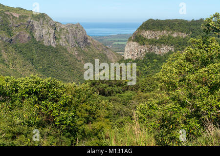 Gebirgslandschaft bei Henrietta, Mauritius, Afrika | Landschaft in Henrietta, Mauritius, Afrika Stockfoto