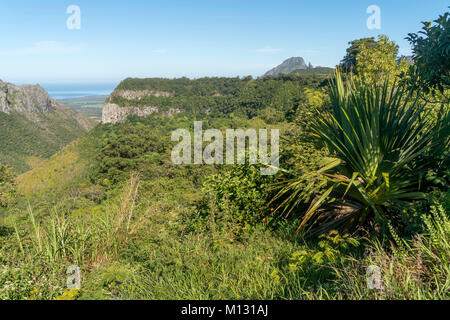Gebirgslandschaft bei Henrietta, Mauritius, Afrika | Landschaft in Henrietta, Mauritius, Afrika Stockfoto