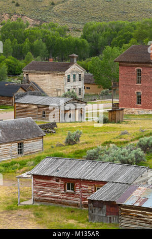 Eine Übersicht über die geisterstadt im Bannack, Montana. Stockfoto