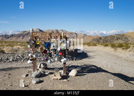 Berühmte Wasserkocher Kreuzung in Death Valley National Park, Kalifornien Stockfoto