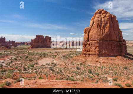 Buttes und Türme im Arches National Park, Utah Stockfoto