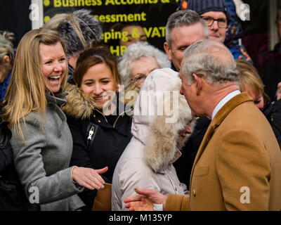 Prinz Charles Prinz von Wales, Leute treffen von Congleton, Cheshire 24/1/18. Stockfoto