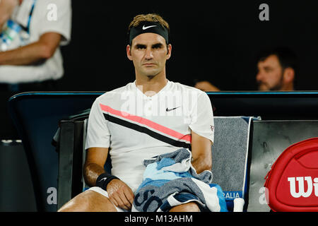 Melbourne, Australien, 26. Januar 2018: Schweizer Tennisspieler Roger Federer spielt seinen 30. Grand Slam Finale bei den Australian Open 2018 in Melbourne Park. Credit: Frank Molter/Alamy leben Nachrichten Stockfoto