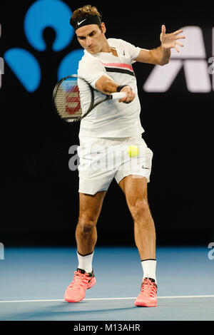 Melbourne, Australien, 26. Januar 2018: Schweizer Tennisspieler Roger Federer spielt seinen 30. Grand Slam Finale bei den Australian Open 2018 in Melbourne Park. Credit: Frank Molter/Alamy leben Nachrichten Stockfoto