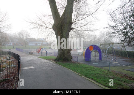 Billericay, Essex, Großbritannien. 26. Januar, 2018. UK Wetter: ein sehr nebligen Start in den Tag in Billericay, Essex - ein Blick auf den Wiesen Credit: Ben Rektor/Alamy leben Nachrichten Stockfoto