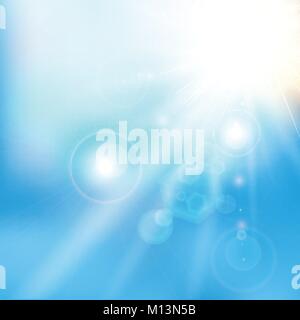 Frühling Sommer Sonnenlicht flare Abstract blue sky Farbe Hintergrund. Vector Illustration Stock Vektor