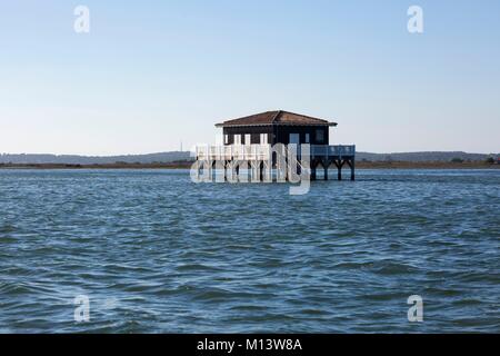 Frankreich, Gironde, Bassin d'Arcachon, l'Ile aux Oiseaux, verstaut Kabinen Stockfoto