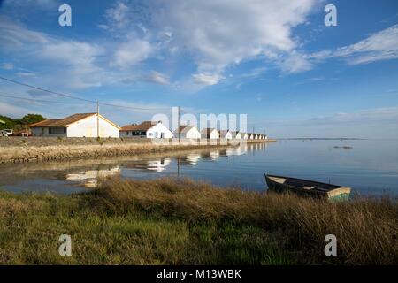 Frankreich, Gironde, Bassin d'Arcachon, Ares, Auster Hafen Stockfoto