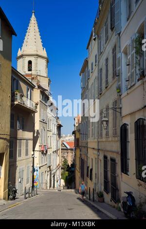 Frankreich, Bouches-du-Rhone, Marseille, Viertel Panier, accoules Straße, Notre Dame des Accoules Kirche Stockfoto