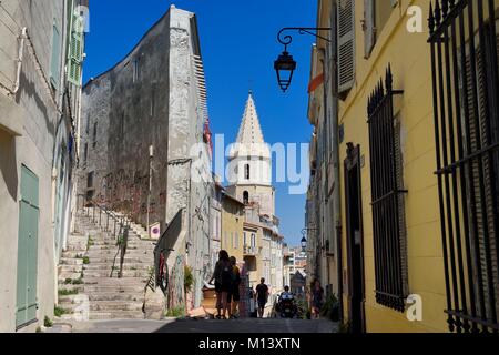 Frankreich, Bouches-du-Rhone, Marseille, Viertel Panier, accoules Straße, Notre Dame des Accoules Kirche Stockfoto