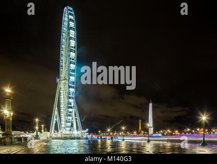 Frankreich, Paris, Place de la Concorde, Grande Roue und Obelisk während der Weihnachtsferien Stockfoto