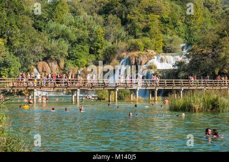 Kroatien, Zentrale Nord Dalmatien, Nationalpark Krka Krka Fälle bei Skradinski Buk Stockfoto