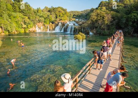 Kroatien, Nord Dalmatien, Nationalpark Krka Krka Fälle bei Skradinski Buk Stockfoto