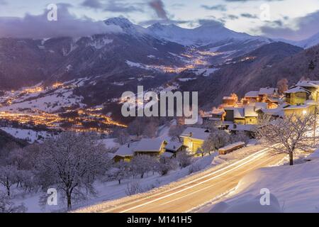 Frankreich, Savoyen, Aigueblanche, Tarentaise, Ansicht von Cheval Noir (2832 m) da Naves Stockfoto