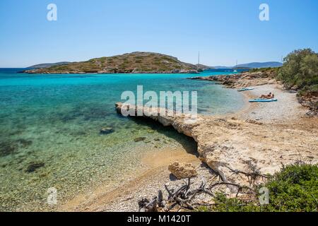 Griechenland, Dodecanese Inseln, Arki Insel, Tiganakia Strand Stockfoto