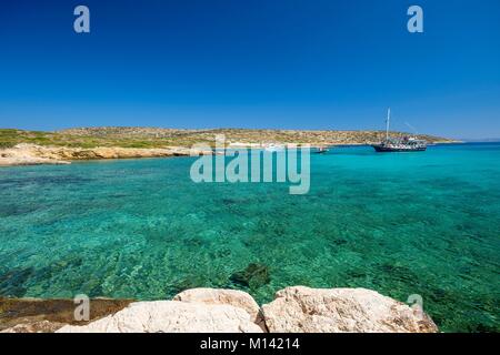 Griechenland, Dodecanese Inseln, Arki Insel, Tiganakia Strand Stockfoto