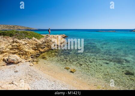 Griechenland, Dodecanese Inseln, Arki Insel, Tiganakia Strand Stockfoto