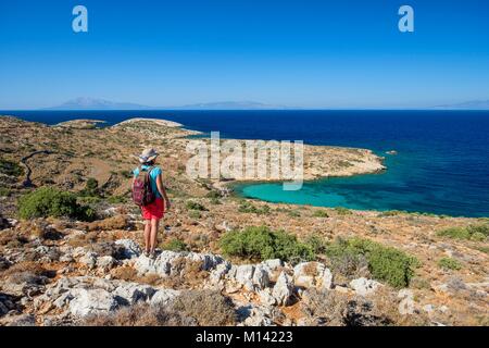 Griechenland, Dodecanese Inseln, Arki Insel, Wanderung zu Limnari Strand Stockfoto