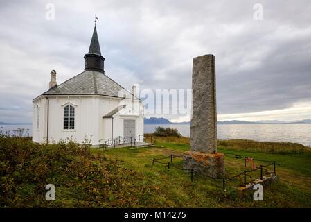 Norwegen, Nordland County, nördlich des Polarkreises, Vesteralen Inseln zwischen den Lofoten und Tromsø, Andoya Insel (Andoy), Dverberg Kirche Stockfoto