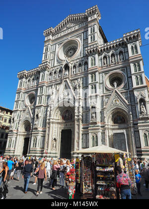 Europa, Italien, Toskana, Florenz, Fassade der Die gothic-renaissance Dom von Florenz, die Basilika der heiligen Maria der Blume, Firenza Basilica di Santa Maria del Fiore Stockfoto