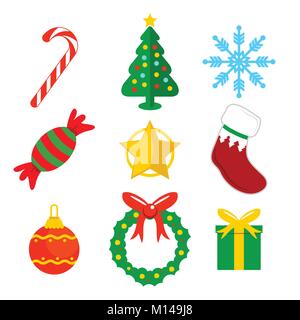 Weihnachten flach Symbole Vector Graphic Illustration Symbol Design Stock Vektor