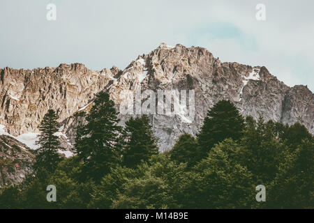 Sunset Rocky Mountains und Nadelwald Landschaft Reisen ruhige Landschaft Sommer Wüste Stockfoto